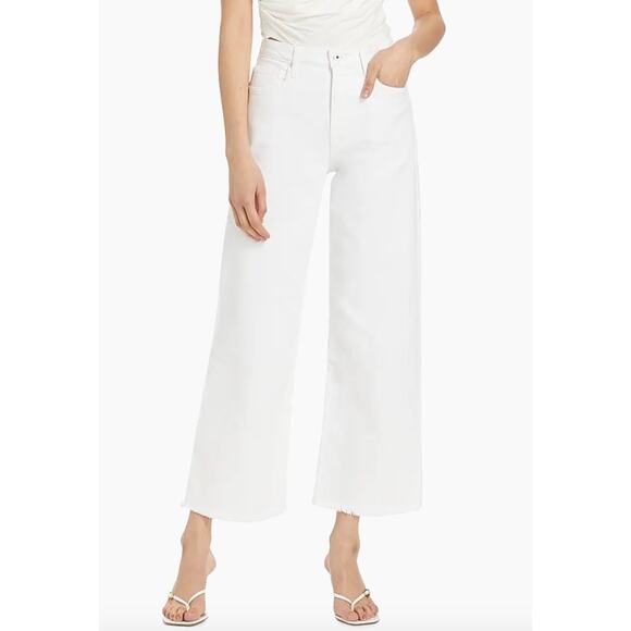 Jonathan Simkhai Jude Wide-Leg Crop Jeans in Distressed White - Picture 1 of 12